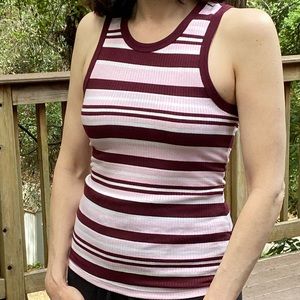 Maeve tank top S pink, burgundy and white stripes